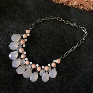 Gunmetal Grey Necklace with Pink Stones
